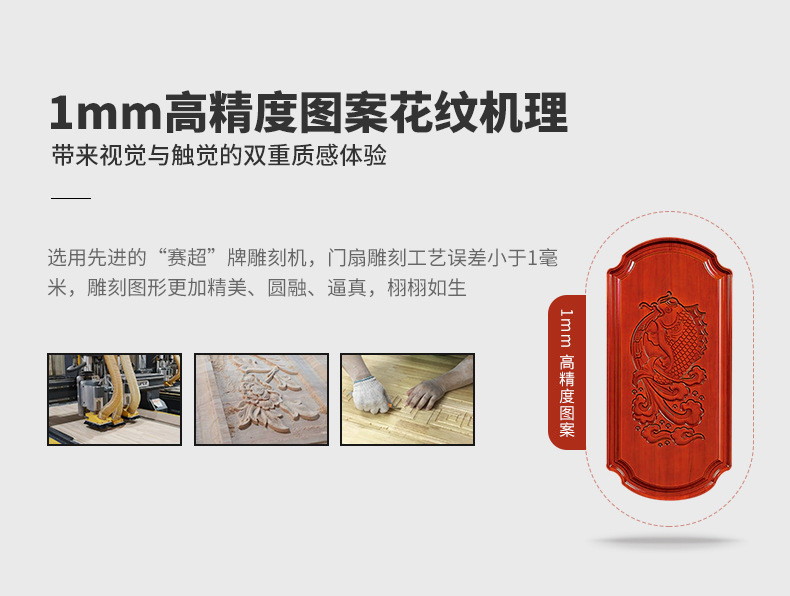 Wholesale solid wood doors, Chinese-style bedroom interior, oak wood grain baked paint, entire villa solid wood door project pic 8