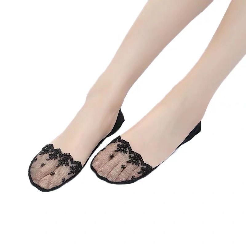 3D蕾丝刺绣隐女袜 低帮浅口隐形船袜 夏季潮袜高跟鞋袜 女袜网纱详情图5