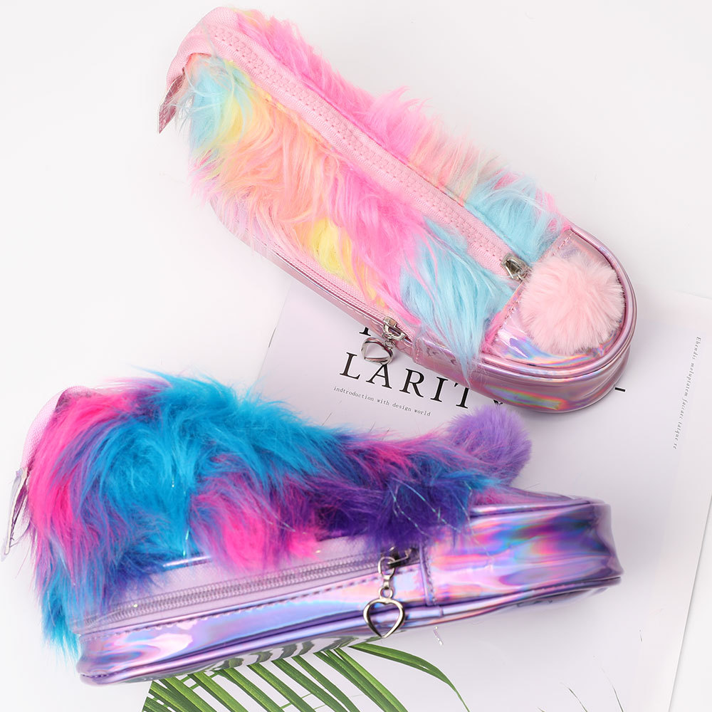 Fashion Shoes Style Colorful Pen Bag Personality Plush Stationery Bag Beautiful Colorful Film Cartoon Girl Pencil Bag details Picture