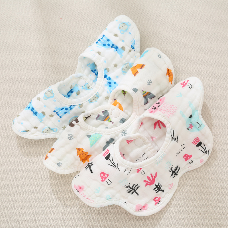 Drool Towel Eight-Layer Baby Bib Baby Products Washed Pure Cotton Wrinkled Baby Drool Towel Specification drawing