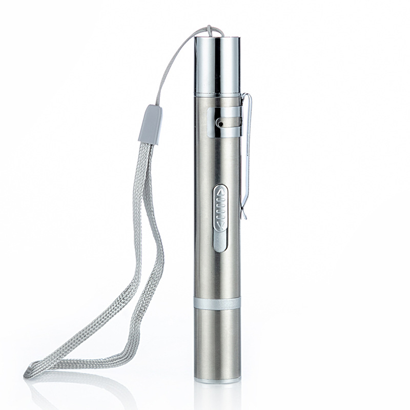 Wholesale of USB direct charging stainless steel mini charging flashlights with laser patterns and purple light cat toys Item Picture
