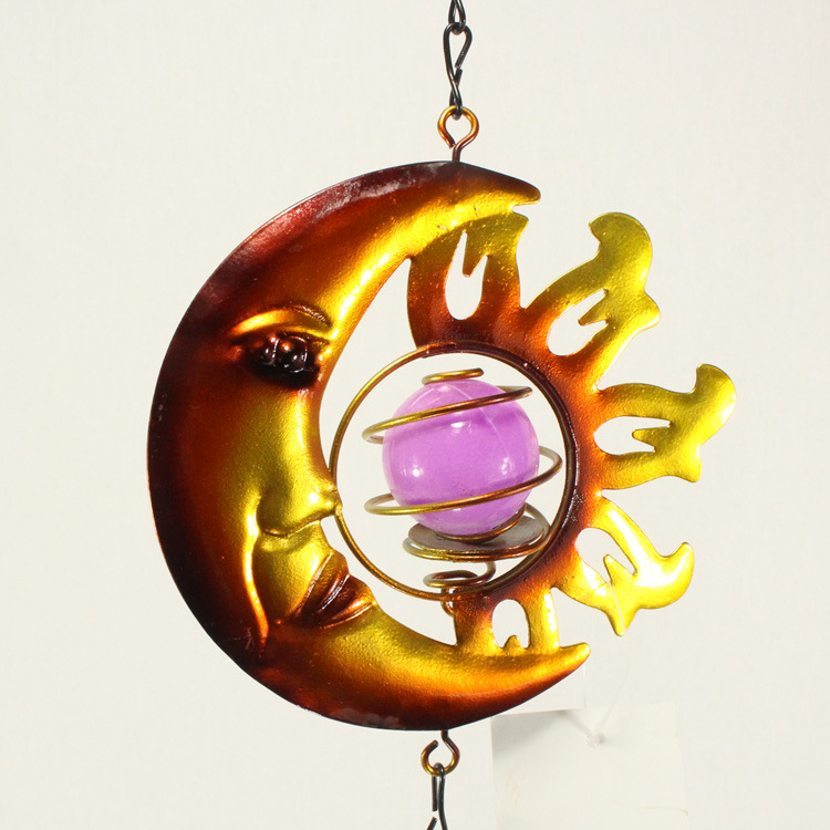 Creative Metal Iron Art Wind Chime Pendant Glass Pendant Garden Balcony Decoration Craft Gift Cross-Border Specification drawing