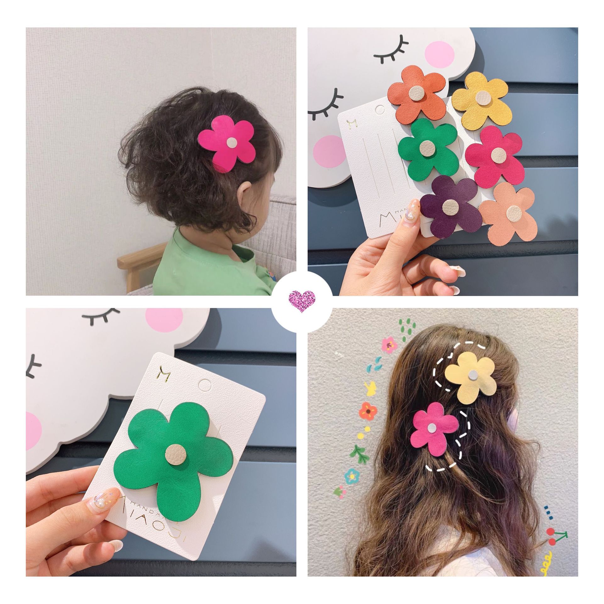 South Korea Dongdaemun Girl Heart Sweet Colorful Big Flowers Side Hairpin Bangs Clip Bb Clip Children Hair Accessories Parent-Child