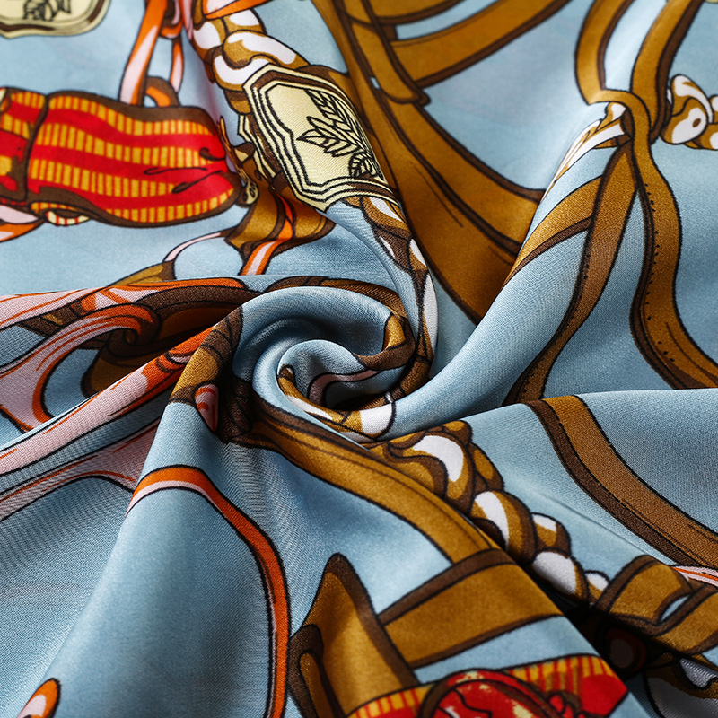 Manufacturers Direct Sales Of New Satin Chiffon Printed Fabric Europe And The United States Chain Pattern Shirt Fabric Wholesale details Picture