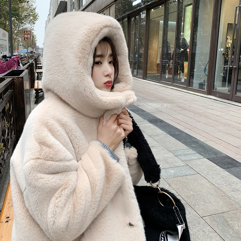 2022 Winter new style fur coat with thickened mink fur, mid-length hooded and large-sized fur faux fur coat Application Scenario