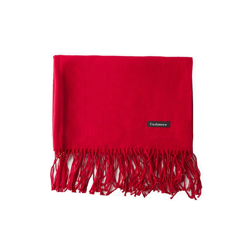 More Than 200 Grams Of Red Solid Color Imitation Cashmere Scarf Female Korean Version Of Winter All The Thick Shawl Warm Fashion Neck Item Picture