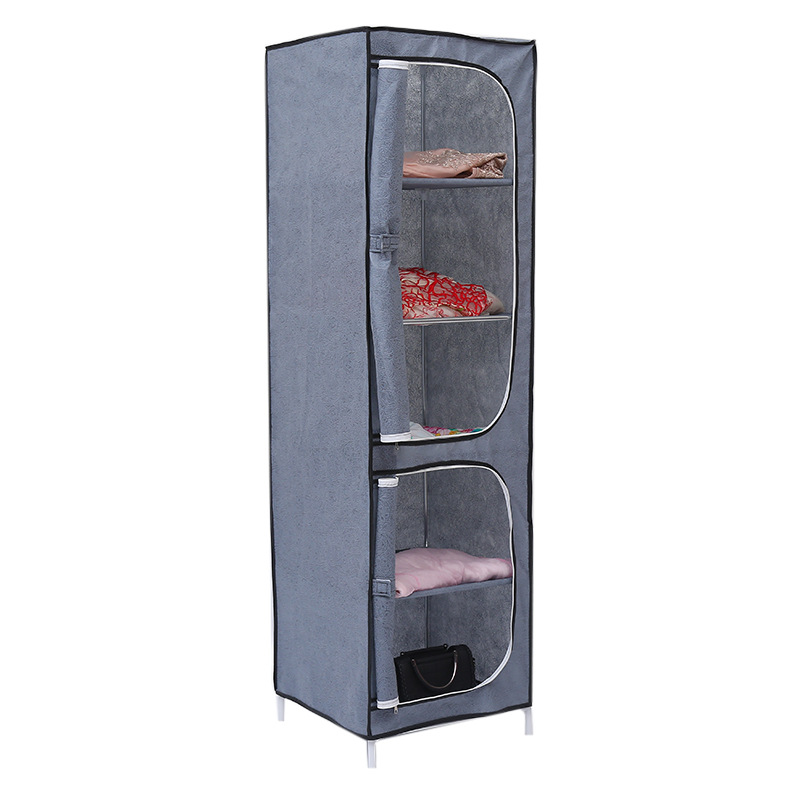 Simple reinforced folding wardrobe Hanging cloth storage cabinet Home dust closet zipper non-woven wardrobe Specification drawing
