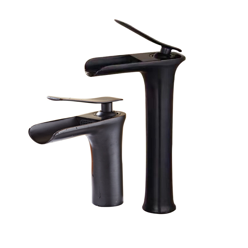 Direct sales of European-style antique all-copper black faucets. All-copper European-style antique cold and hot basin faucets and waterfall faucets Item Picture