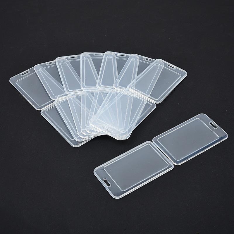 一体PP卡透明双面卡胸牌塑料工作牌员工硬卡套可设计LOGO图