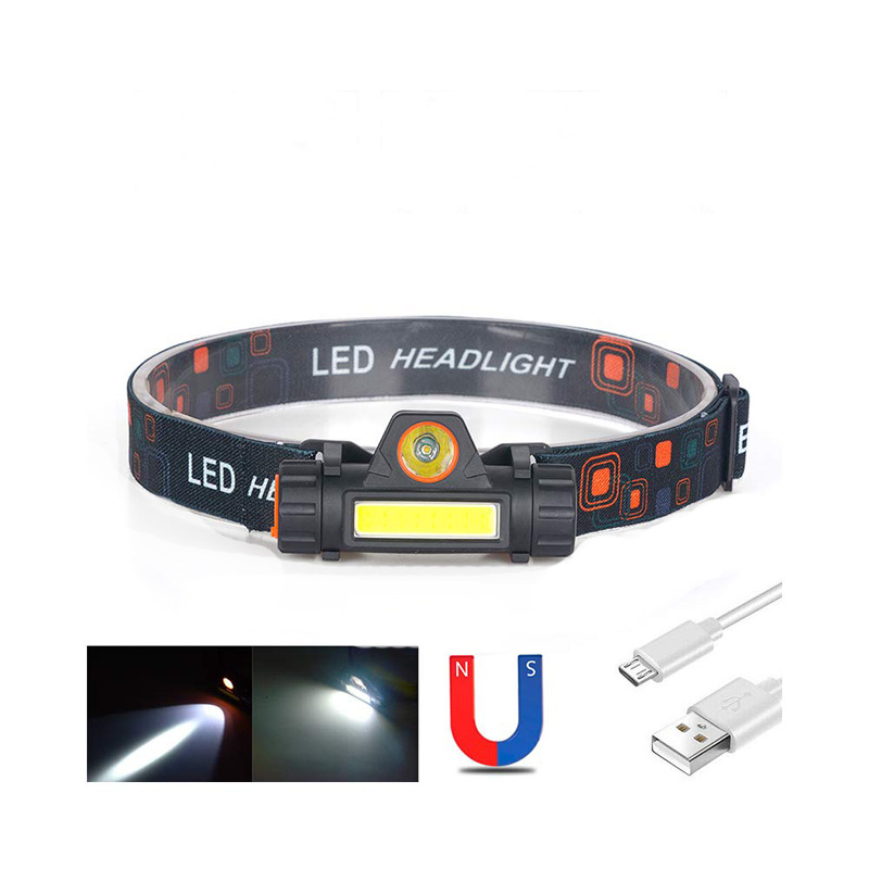 Cross-border e-commerce high-light LED+COB headlamp, USB charging with magnet work light, outdoor emergency camping fishing pic 12