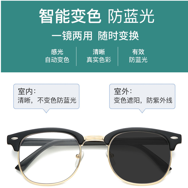 2021新款防蓝光变色眼镜 女士男款复古平光镜防蓝光眼镜防紫外线图