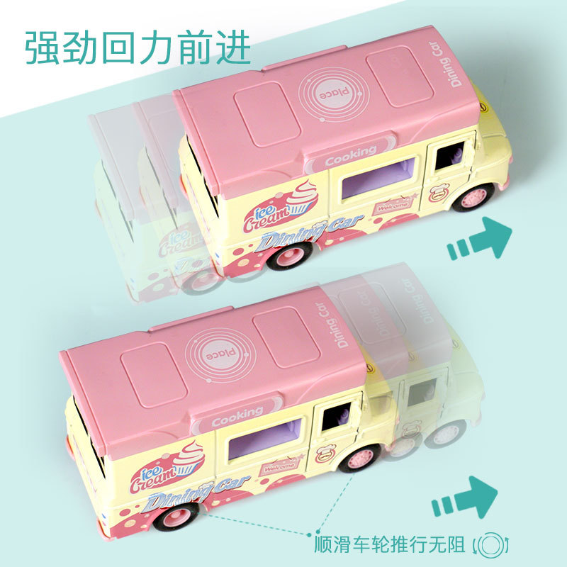 Mingyuan Huili Alloy magnetic induction Music Food Truck, children's ice cream burger, car toy, cross-border Amazon Specification image