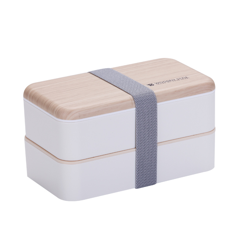 Instagram Double Lunch Box Plastic Split Bento Box Cross-Border Adult Students Can Microwave Lunch Box Item Picture