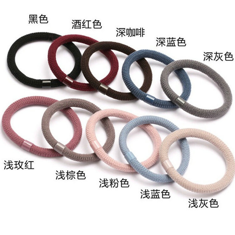 Factory wholesale 2-yuan store Korean version straight tube bead hair band, popular black, colorful thickened nylon mesh rubber band hair band Specification image