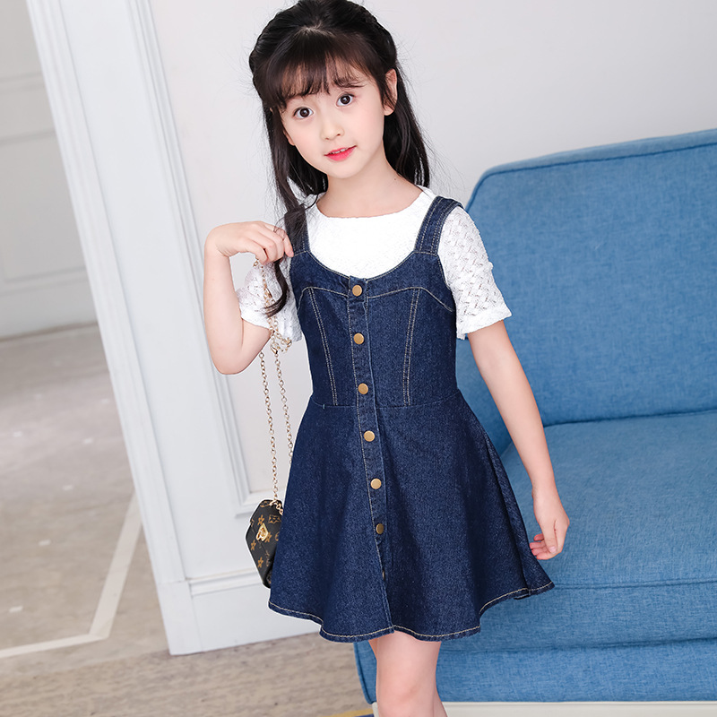 Foreign Trade Korean Version Of Children's Skirt Girls Summer Supply Cuhk Children Children Cowboy Strap Dress Children Wear A Hair Application Scenario