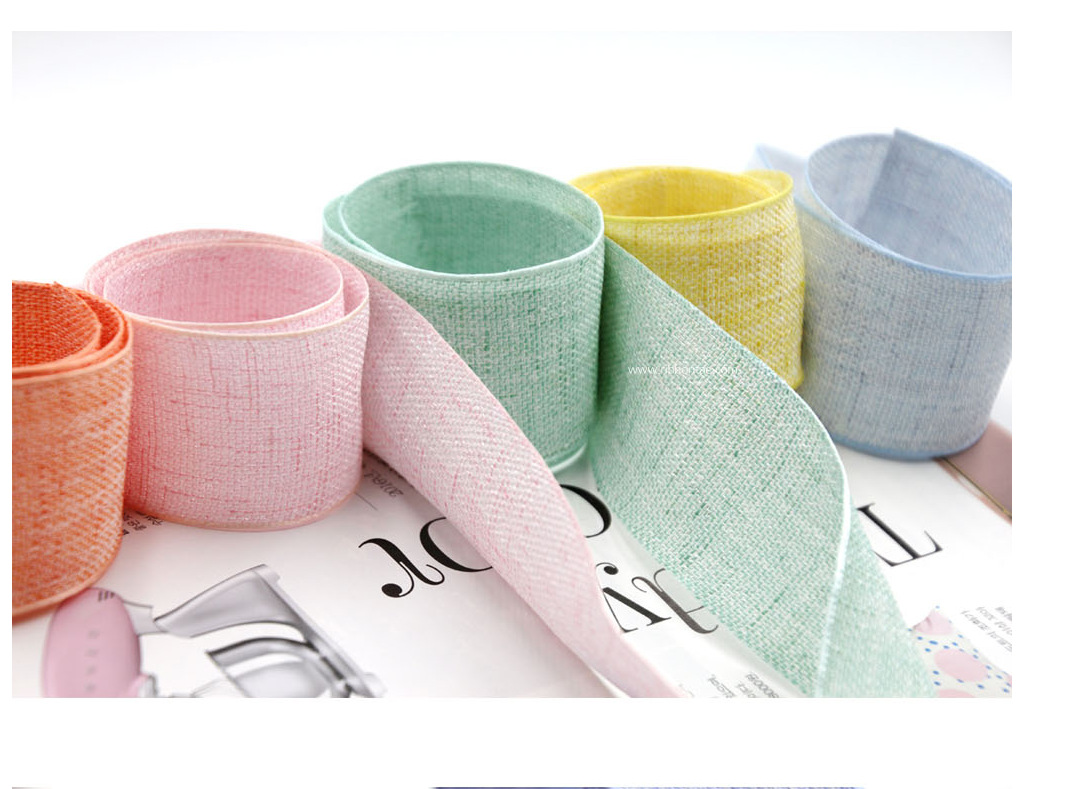 South Korea Imported Webbing Handmade Diy Hair Accessories Bow Accessories Ribbon Cotton And Linen Bow Material Blended Cotton And Linen details Picture