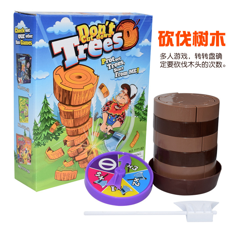 Competitive tree felling, desktop pomelo, Lumberjack, parent-child interactive math calculation, two-person game, tree felling toy details Picture