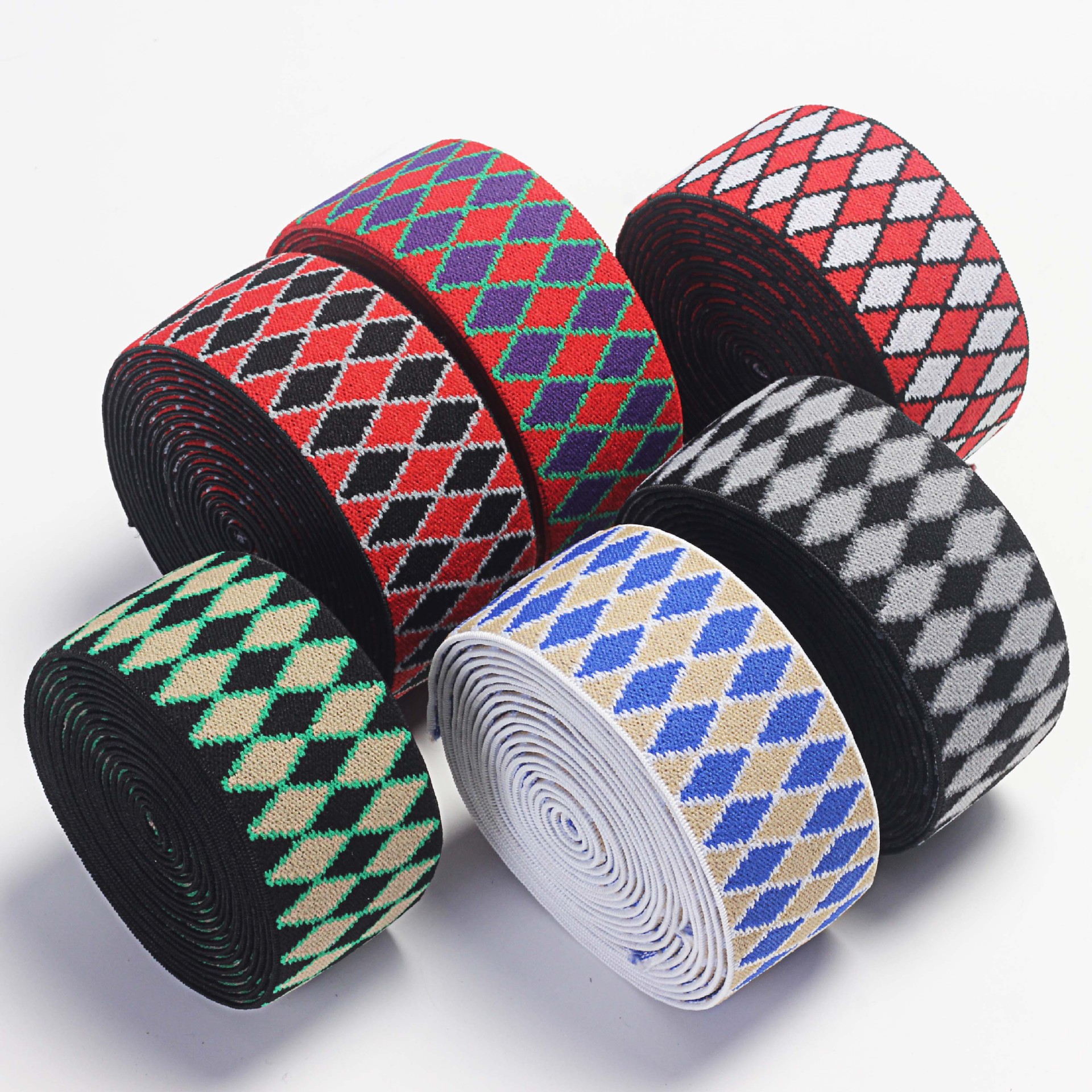 Can Be Multi-Color Geometric Pattern Acrylic Fiber Thickened Spandex Silk Jacquard Elastic Garment Accessories Manufacturers Direct Supply