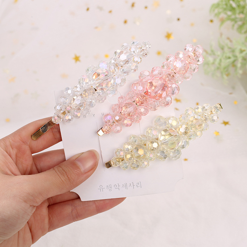 ins influencer Korean version crystal hair clips, bb clips, diy beaded one-piece clips, ladies' hair clips, pearl clips, headwear in stock details Picture