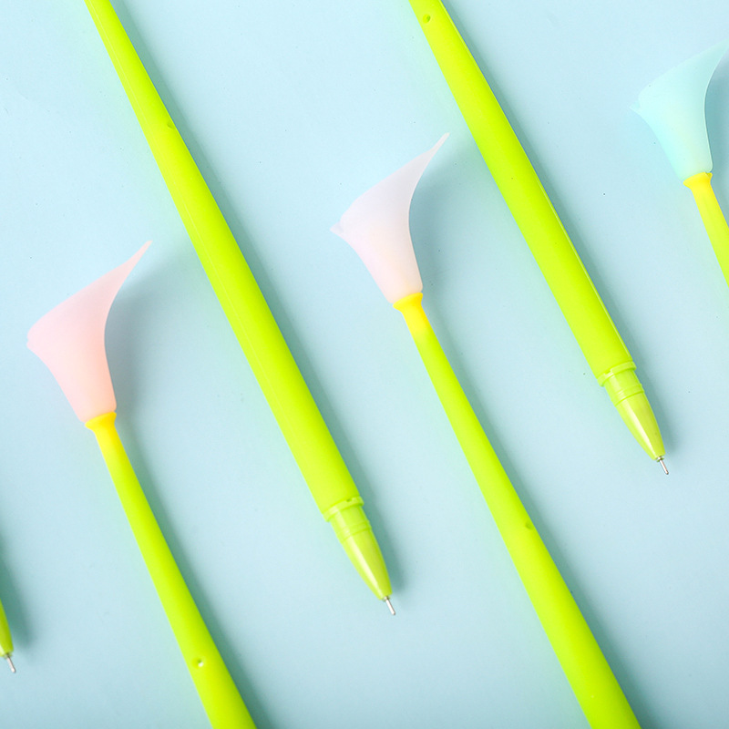 Zhongfan Zf2033 Calla Lily Neutral Pen Silicone Plant Modeling Pen Meet Light Color Change Learning Stationery Creative Pen Specification drawing