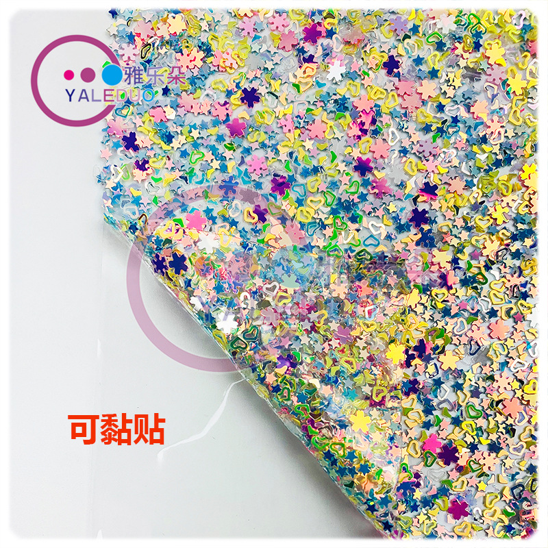 Single yellow heart-shaped table mat, PVC, popular full-sequined nail art table mat, cross-border e-commerce headwear, clothing and photography accessories Item Picture