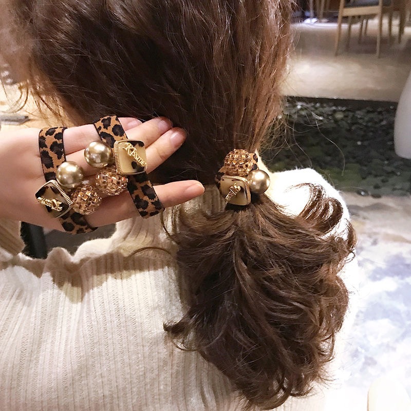 Korean Leopard Print Head Rope Rubber Band Simple Fashion Knot Metal Ball Hair Rope Hair Circle Network Red Hair Rope Application Scenario