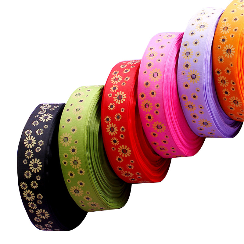Printed Polyester Ribbon Color Braid Ribbon Multi-Color Small Flower Print Plain Ribbon Diy Handmade Headwear Decorative Ribbon Item Picture