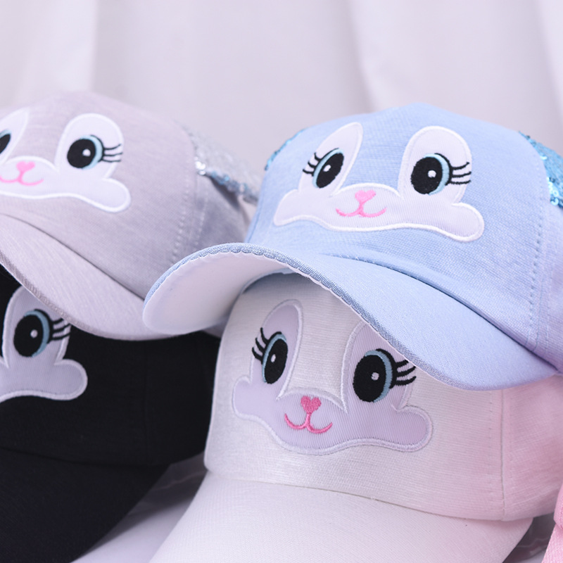 Cartoon Fox Embroidered Kids Baseball Cap Summer Cute Sequined Ears Baby Cap details Picture
