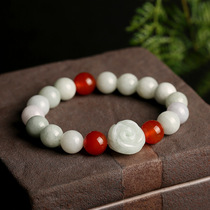 Original natural jade agate bracelet 10mm red agate bead bracelet men and women's fresh flowers pixiu