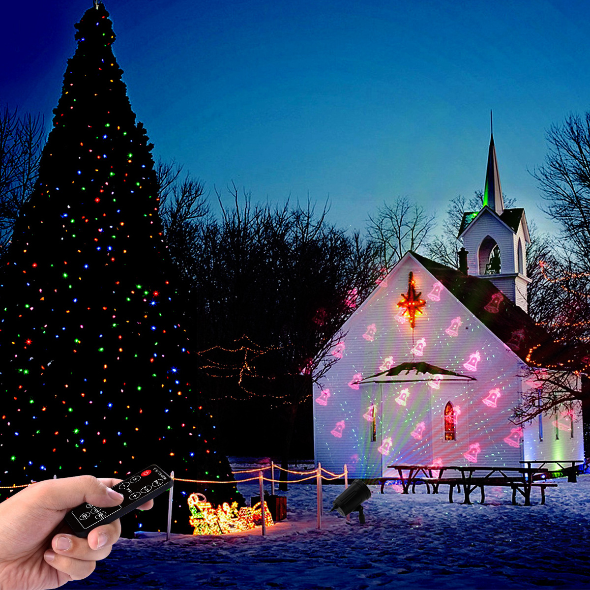 Cross-border exclusive plastic shell laser light outdoor waterproof Christmas starry sky pattern RF remote control Application Scenario
