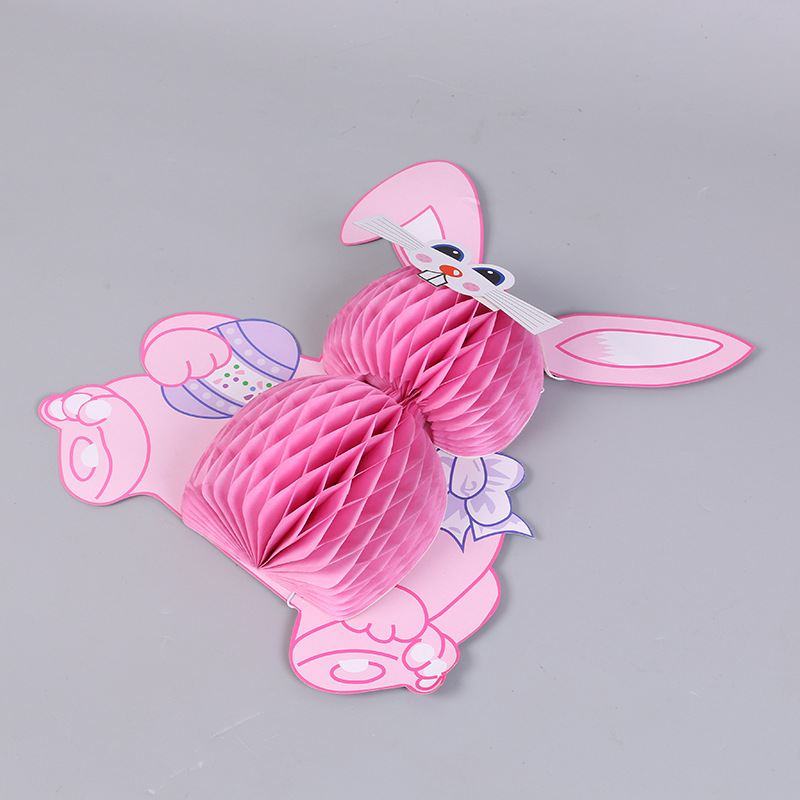 商场卡通吊顶兔子挂件饰橱窗庆典场景用品立体兔子蜂窝球装饰产品图