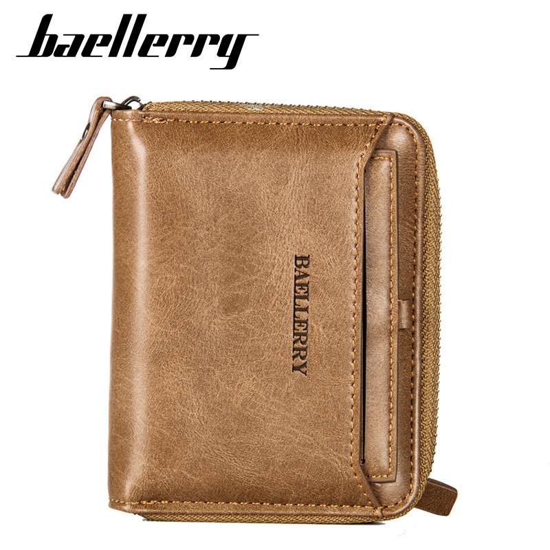 baellerry男士钱包复古男横款拉链包卡包青年男钱夹零钱包wallet