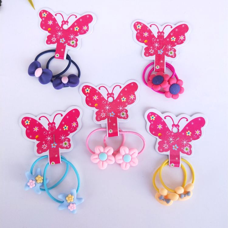 【 1-9 Zone 】 50 pairs of cartoon binding cards per pack, children's rubber bands, 2 cartoon rubber bands, binding cards, hair rope cards, love hair rope, 1 yuan, 2 yuan supply