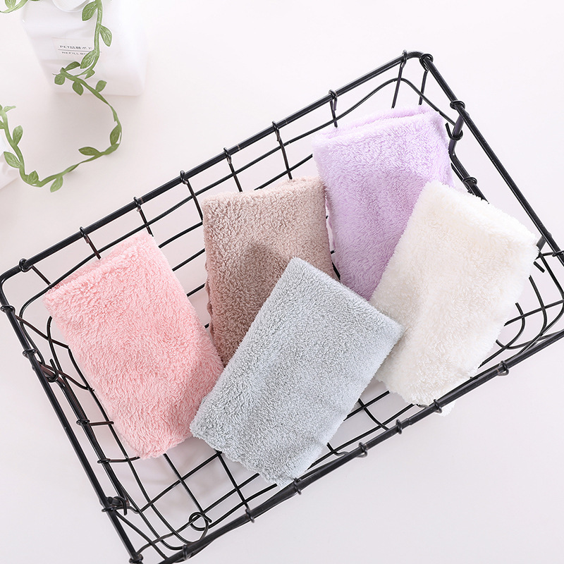 3 Sets Of Superabsorbent Coral Velvet Square Towel Makeup Remover Sassafras Face Napkin Children's Rag Small Square Towel Face Towel Included Specification drawing
