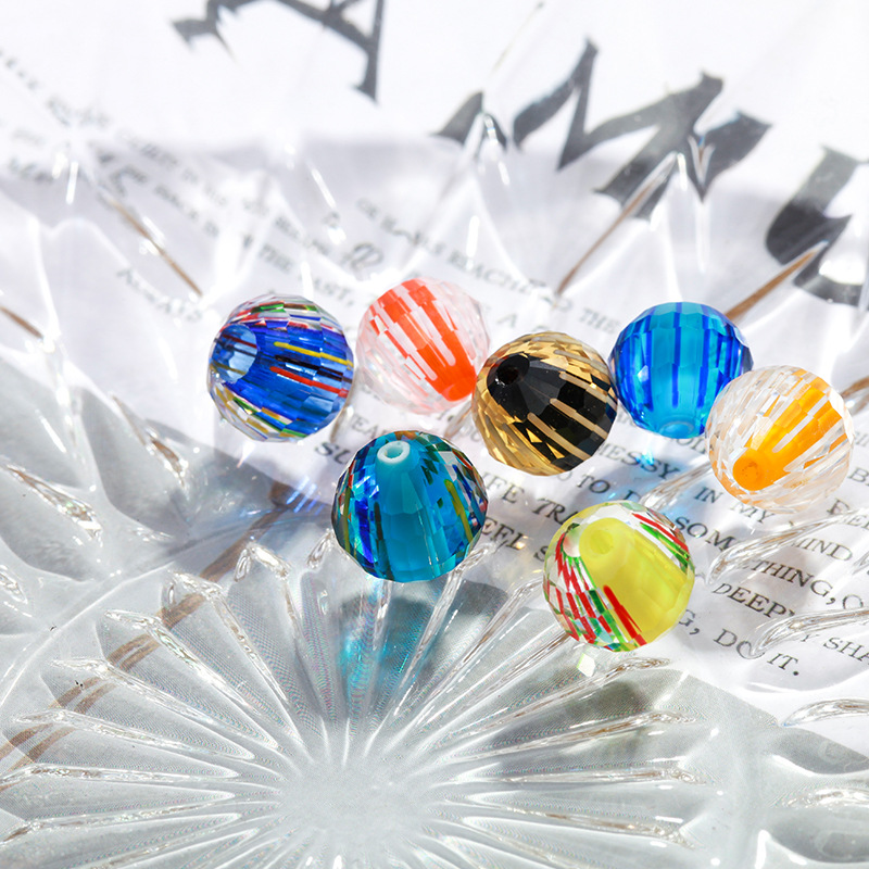 Factory direct sales of pure handcrafted glass beads, cut glass beads, cut glass loose beads, DIY jewelry accessories wholesale details Picture
