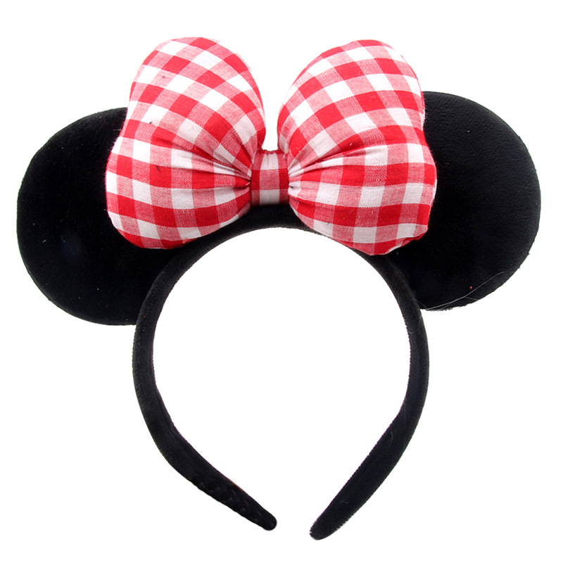 New Plaid Control Preppy Bow Headband Minnie Black Ear Headband Princess Headband High-Grade Small Fresh Hair Accessories Item Picture