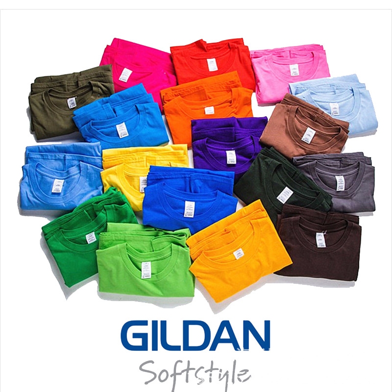 GILDAN63000 men's T-shirt with LOGO printing as the base, pure cotton round-neck short-sleeved advertising cultural shirt with printed words details Picture