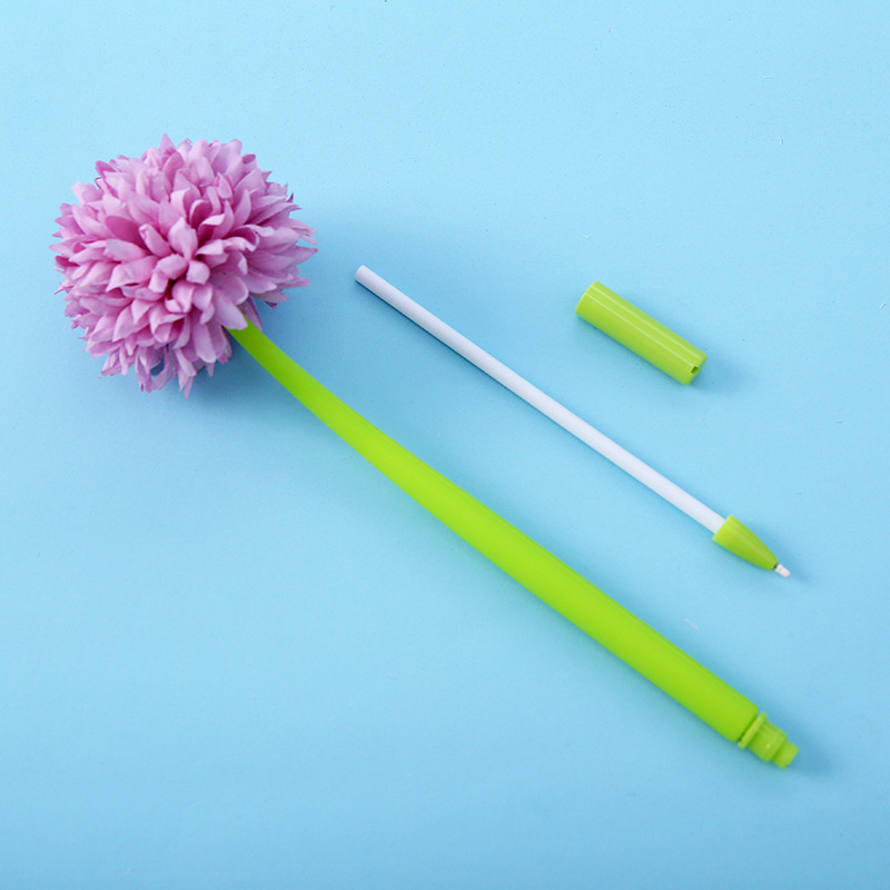 ZF2133 Ping-pong Chrysanthemum Silicone Plastic Flower Premium Gel Pen Creative and Personalized Black Student Office Signature Pen Application Scenario