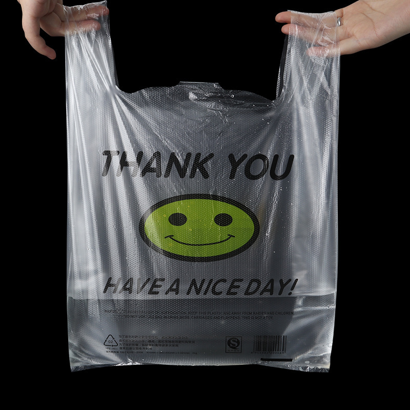 一次性笑脸背心袋超市购物手提方便袋子外卖打包袋透明塑料袋批发详情图2