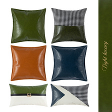 现代简约素色PU皮抱枕套跨境亚马逊热卖家居沙发靠垫抱枕印花logo