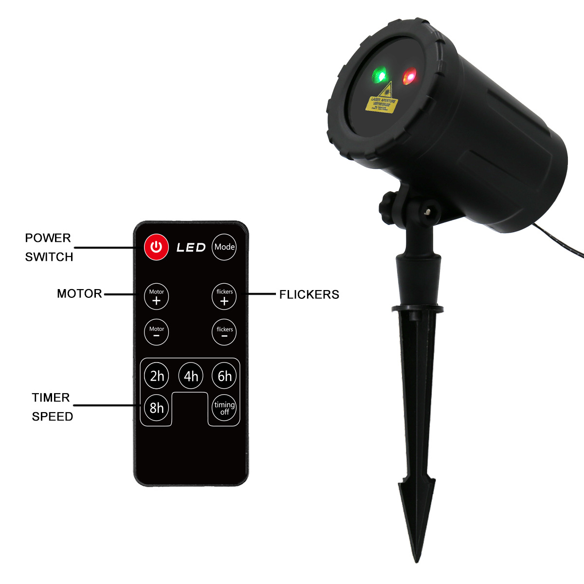 Cross-border exclusive plastic shell laser light outdoor waterproof Christmas starry sky pattern RF remote control Specification image