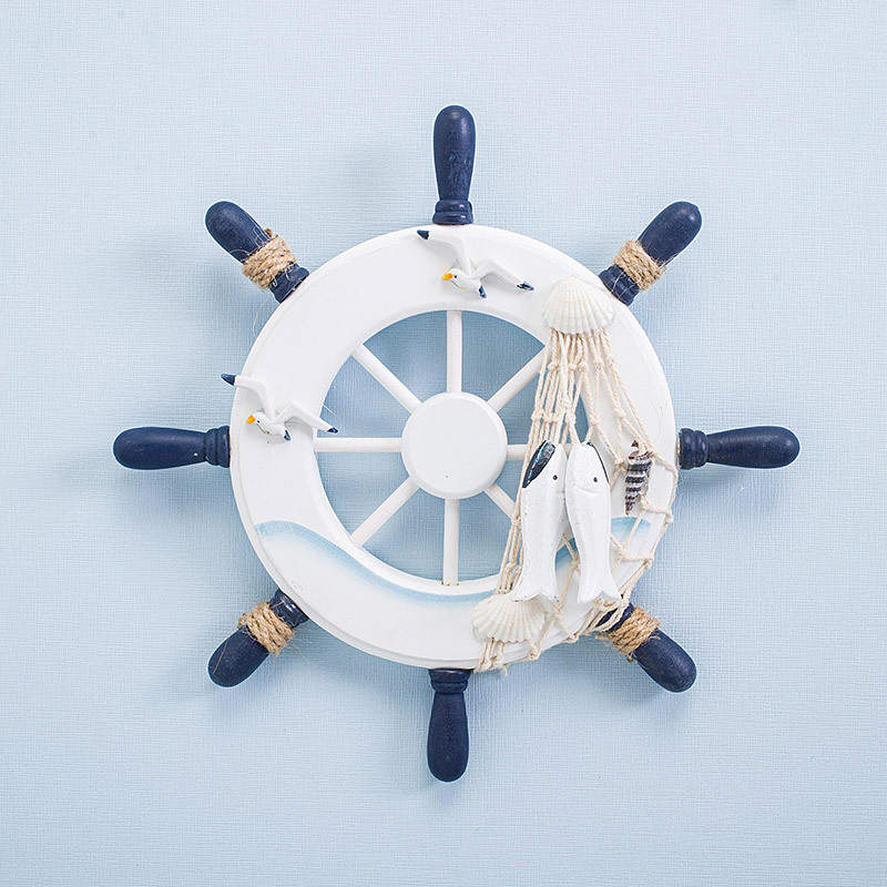 Mediterranean helmsman Decoration Home decor Mediterranean style photos Wall hanging wooden crafts boat rudder details Picture