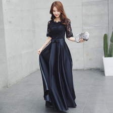 礼服夏季新款黑色长款气质名媛宴会连衣裙优雅显瘦晚礼服