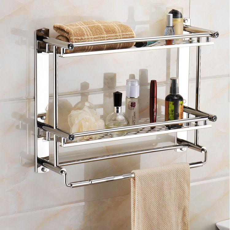 Non-perforated towel rack, stainless steel single-layer storage rack, bathroom bath towel rack, bathroom towel rack, stainless steel storage rack, stainless steel towel rack, kitchen and bathroom supplies, bathroom supplies one-piece consignment storage rack
