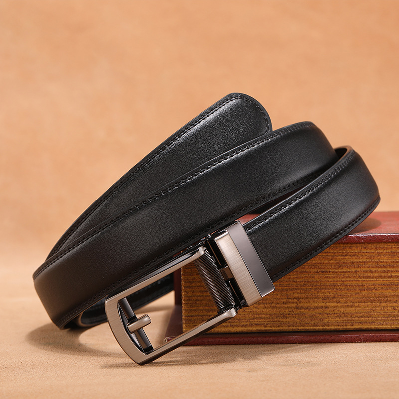 Cross-Border Fake Needle Buckle Belt Men's Leather Casual Automatic Buckle Belt Fashion Handsome Belt details Picture