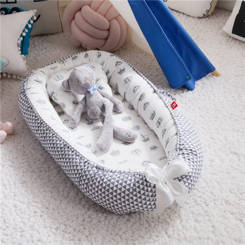 跨境赫美可拆洗便携式防压婴儿床中床仿生婴儿窝婴儿枕旅行婴儿床图