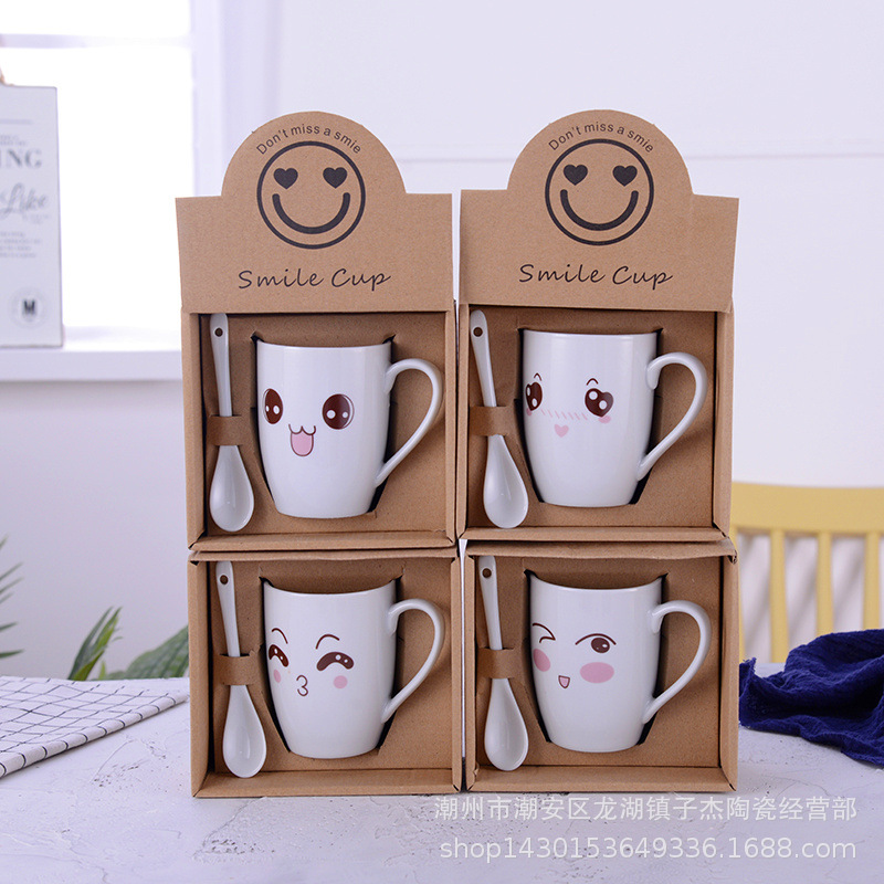 Wholesale of creative ceramic cups, cartoon mugs, printed logos, advertising event gifts, daily necessities cups