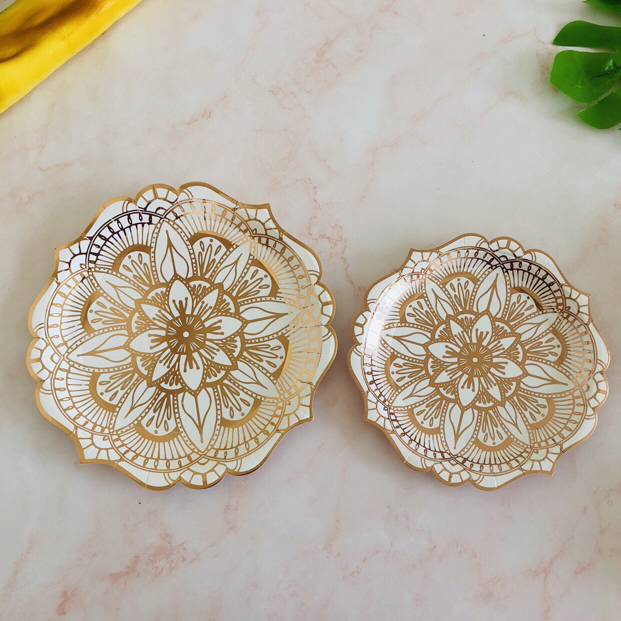 Rose Foil Paper Plate Disposable Paper Cutlery Paper Cups Paper Towels Straw Cake Plate Holiday Party Supplies details Picture