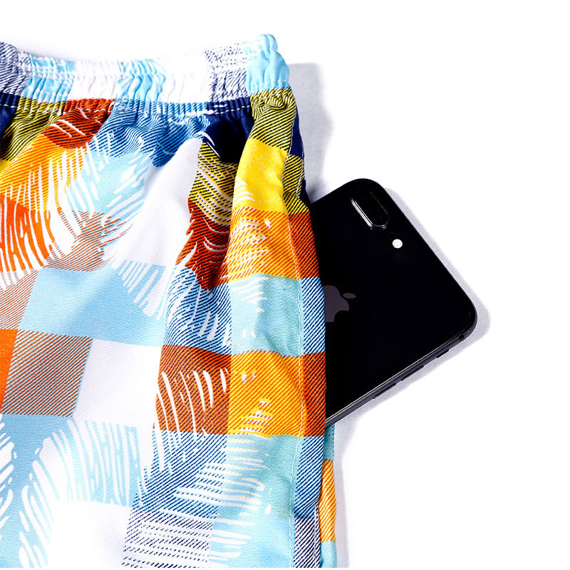 Quick Drying Peach Leather Beach Pants Men's Beach Vacation Swimming Surf Printed Shorts Loose Five Plus Size Pants Specification drawing