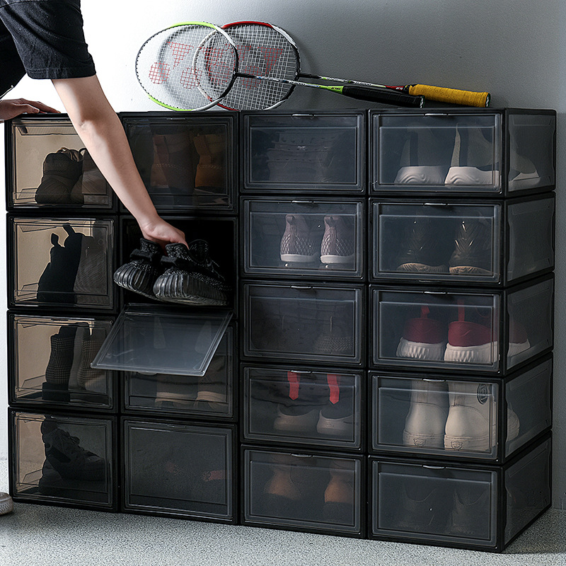 Assembly sneaker storage box Transparent basketball shoes shoe box Collection Display shoe cabinet sneaker flap men's and women's shoe boxes details Picture